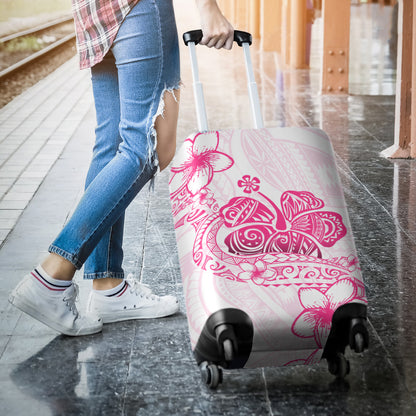 Hawaii Luggage Cover Pink Hibiscus And Plumeria Flowers Polynesian Decor