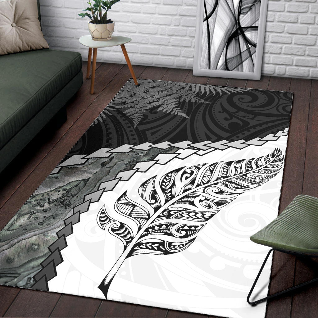 New Zealand Area Rug Silver Fern Maori Pattern