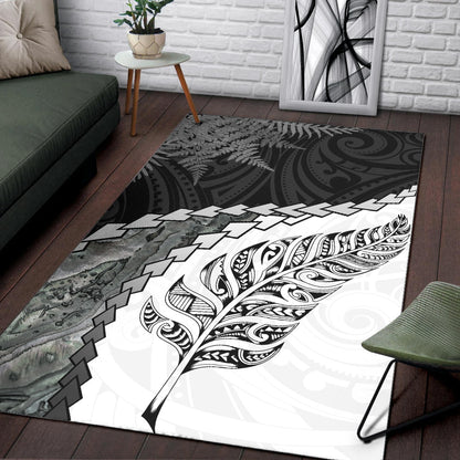 New Zealand Area Rug Silver Fern Maori Pattern