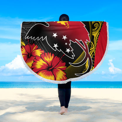 Papua New Guinea Beach Blanket Paradise Bird With Tribal Pattern