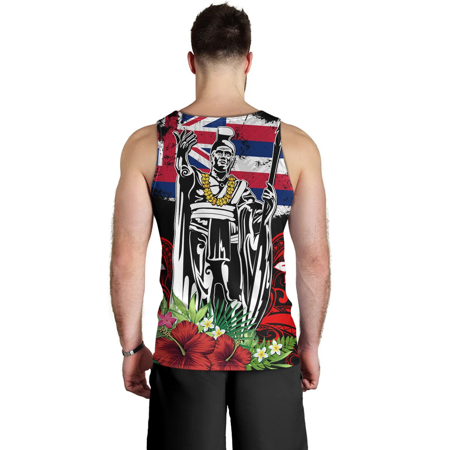 Hawaii Tank Top King Kamehameha I Tribal Flag Tropical Style