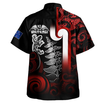 New Zealand Gradient Hawaiian Shirt - Maori Tino Rangatiratanga With Lizard And Silver Fern