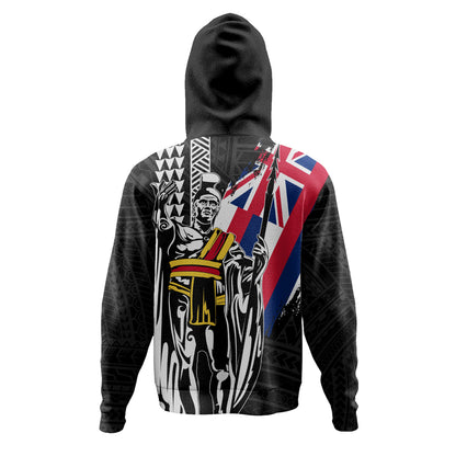Hawaii Hoodie King Kamehameha I Kakau Flag Grunge