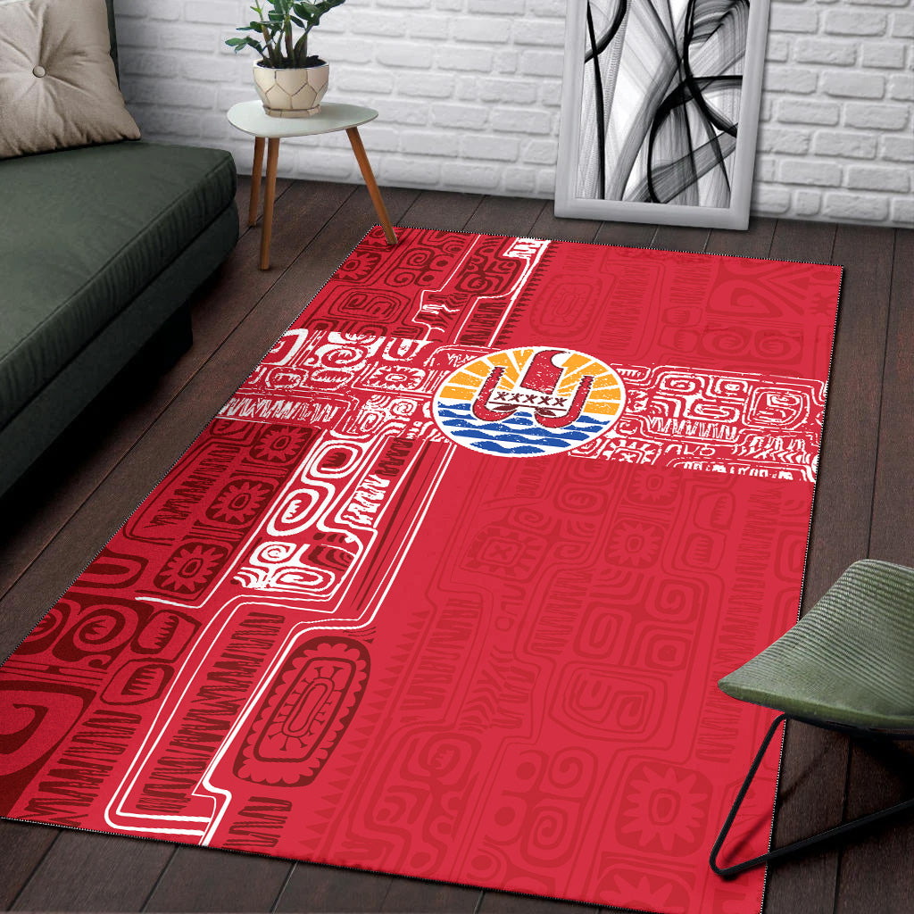 Tahiti Area Rug French Polynesia Pattern Vintage Style