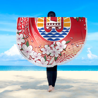 Tahiti Beach Blanket Polynesian Pattern Style White Flowers