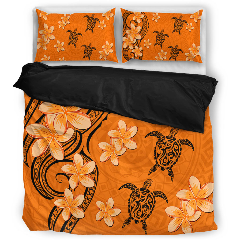 Hawaii Bedding Set Tribal Tattoo Polynesia Plumeria Flower