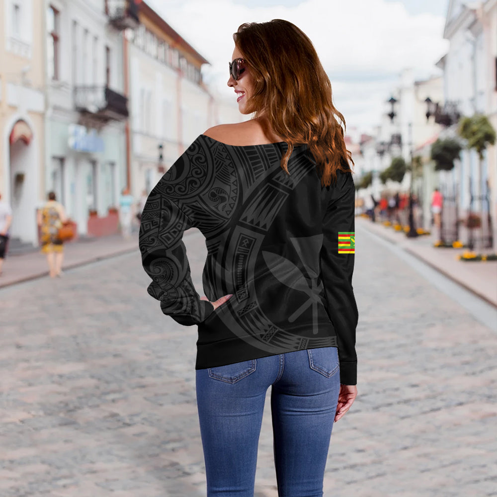 Hawaii Off Shoulder Sweatshirt Polynesia Tribal Spirits Of Kanaka Seal