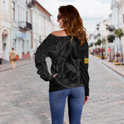 Hawaii Off Shoulder Sweatshirt Polynesia Tribal Spirits Of Kanaka Seal