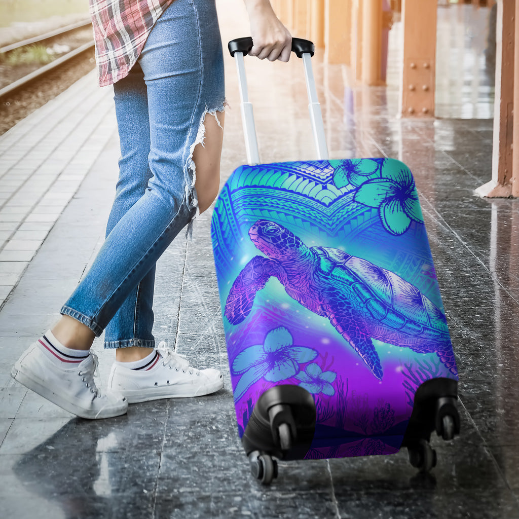 Hawaii Luggage Cover Turtle Underwater Sea Polynesian Style