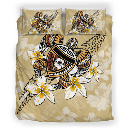 Hawaii Bedding Set Turtle Polynesian Plumeria