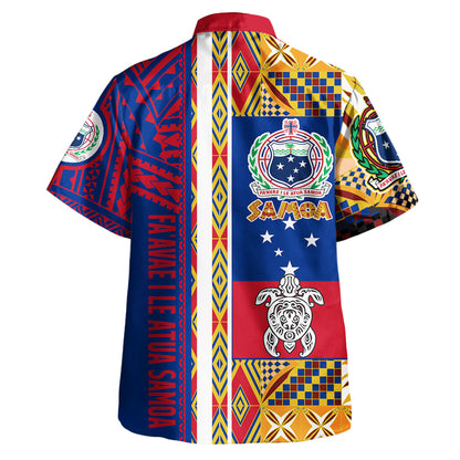 Samoa Hawaiian Shirt - Custom Samoa Coat Of Arms With Traditional Siapo Mamanu Patterns