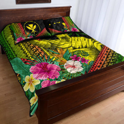 Hawaii Quilt Bed Set King Kamekameha Kanaka Maoli Polynesian Pattern