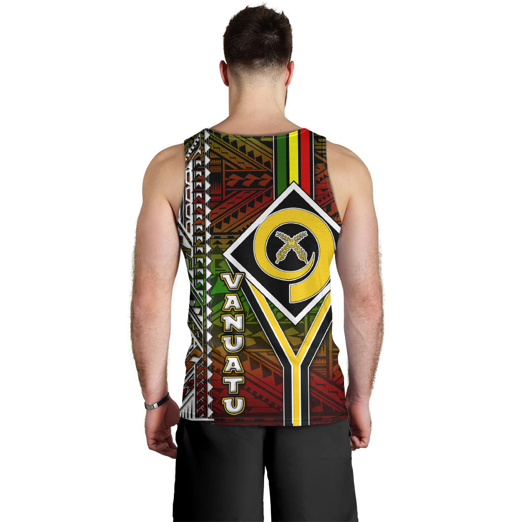 Vanuatu Men Tank Top - Vanuatu Independence Anniversary Flag Style Polynesian Patterns