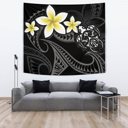 Hawaii Tapestry Hawaiian Turtle Honu Plumeria Tribal Tattoo