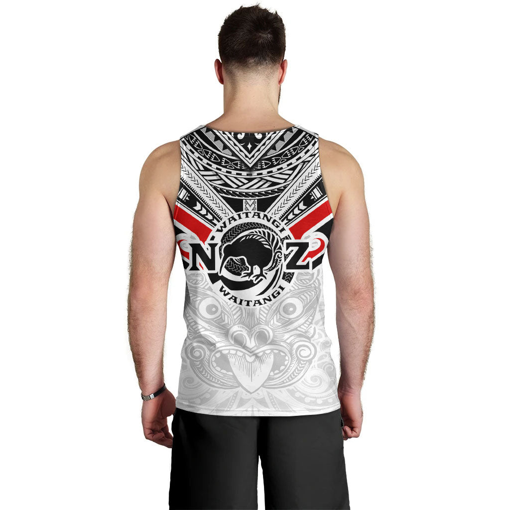 New Zealand Waitangi Day Men Tank Top - New Zealand Kiwi Fern With Maori Koru Spiral White