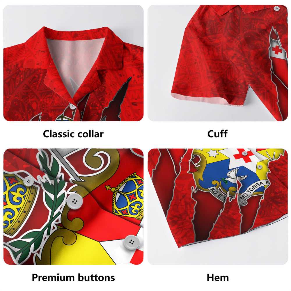 Tonga Hawaiian Shirt Coat Of Amrs Scratches Cracks Style