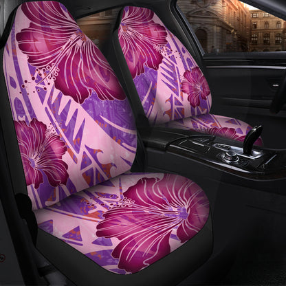 Hawaii Car Seat Covers Polynesian Motif Purple Hibiscus