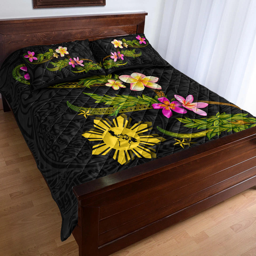 Philippines Filipinos Quilt Bed Set Philippines Sun And Map Plumeria Tribal
