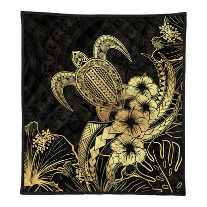 Hawaii Premium Quilt Tribal Polynesia Floral Gold Art
