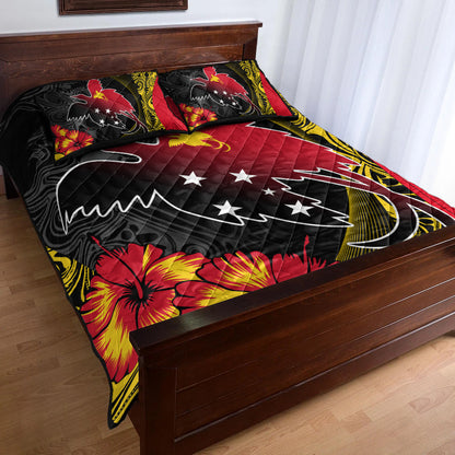 Papua New Guinea Quilt Bed Set Paradise Bird With Tribal Pattern