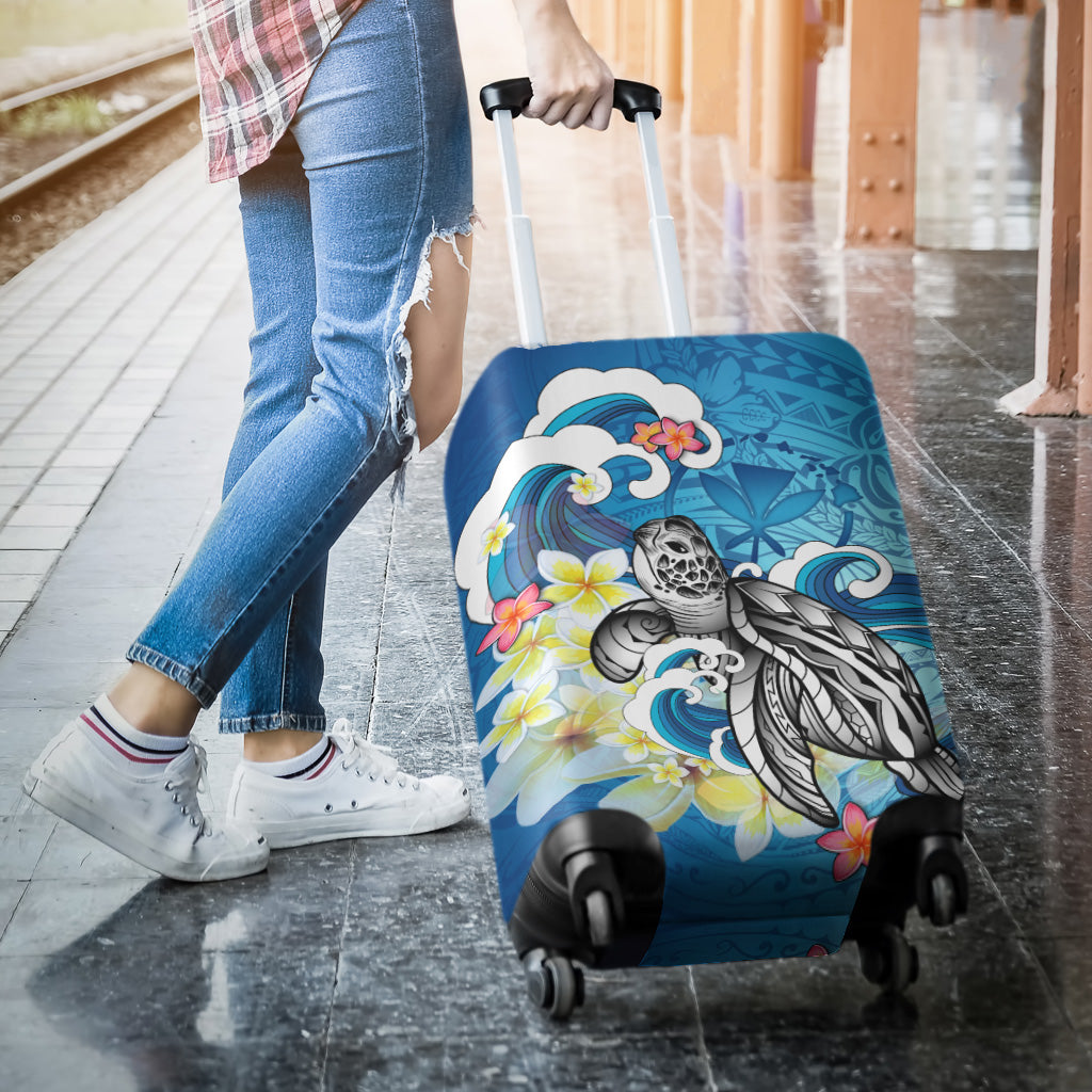 Hawaii Luggage Cover Turtle With Plumeria Flowers