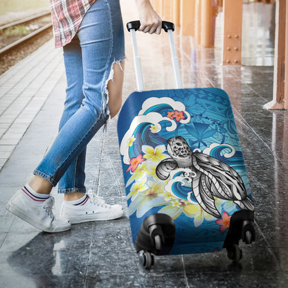 Hawaii Luggage Cover Turtle With Plumeria Flowers