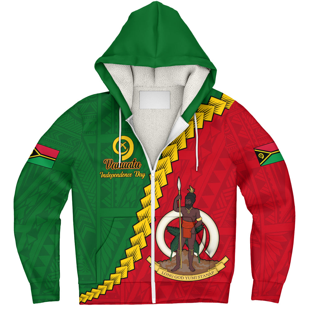 Vanuatu Sherpa Hoodie Tribal Coat Of Arms With Flag Independence Day