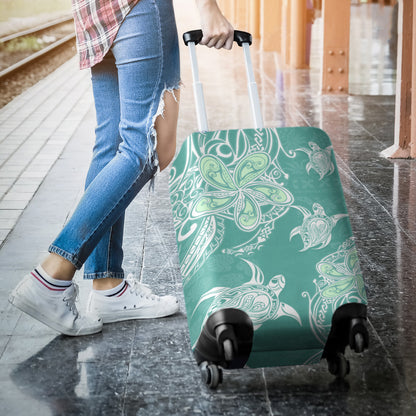 Hawaii Luggage Cover Polynesian Pattern Plumeria Turtles