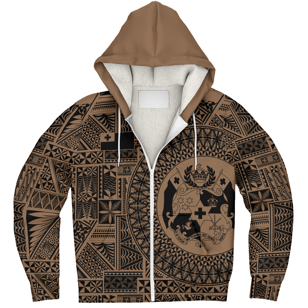 Tonga Sherpa Hoodie Royal Seal Tribal Pattern