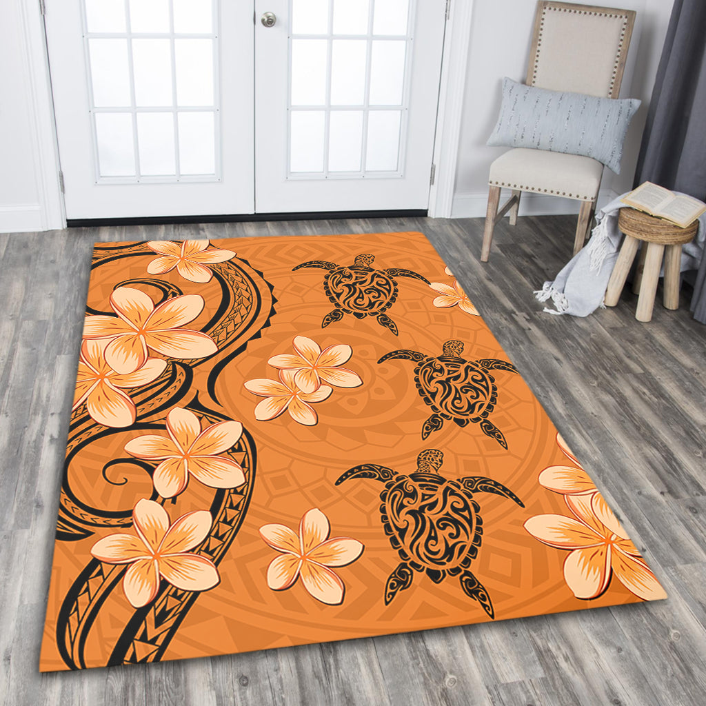 Hawaii Area Rug Tribal Tattoo Polynesia Plumeria Flower