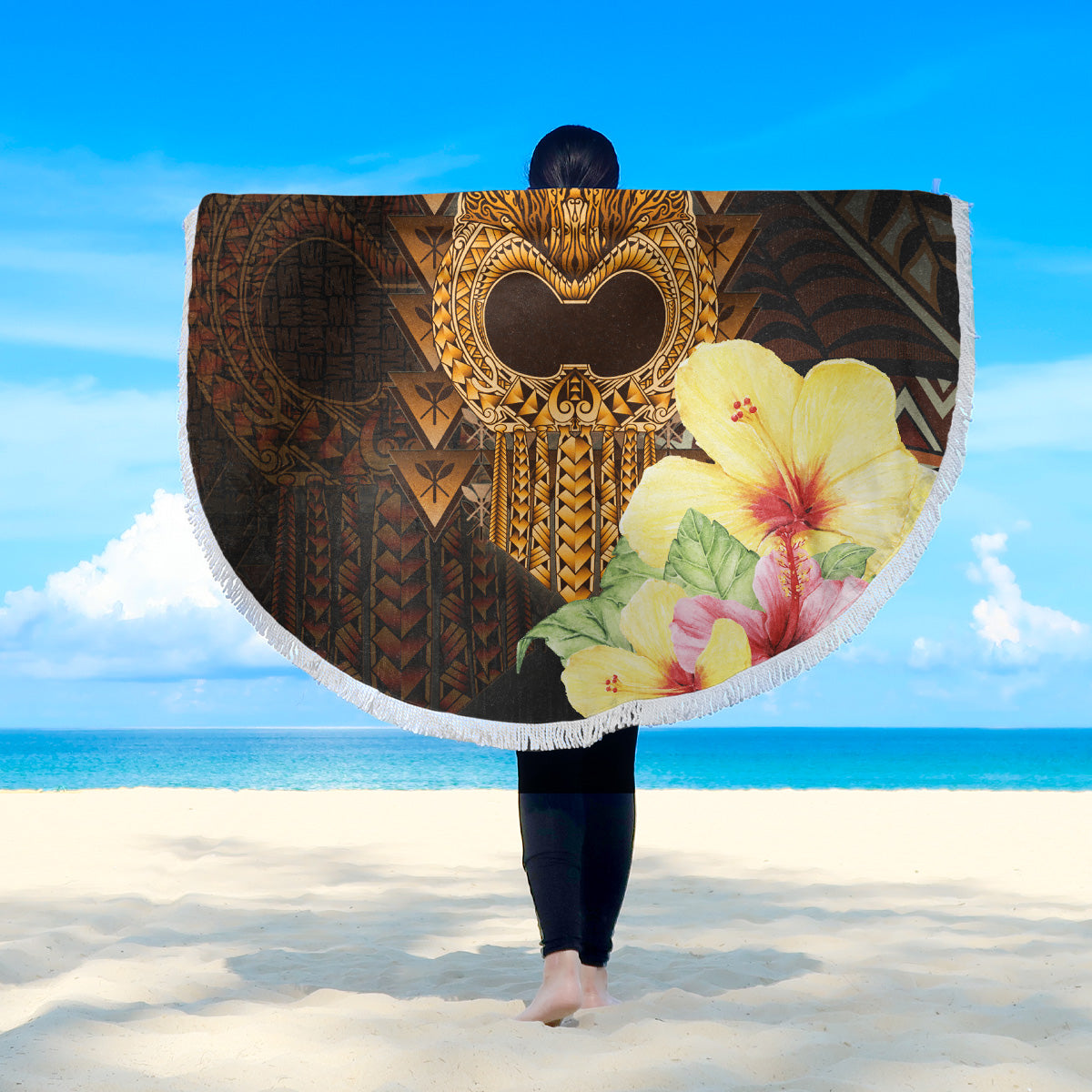 Hawaii Beach Blanket Ikaika Hawaiian With Hibiscus Flowers Retro Style
