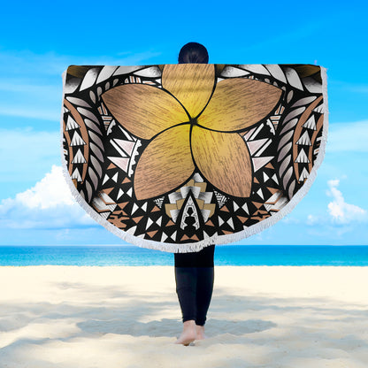 Hawaii Beach Blanket Hawaii Plumeria Polynesian Traditional Patterns Vintage Version