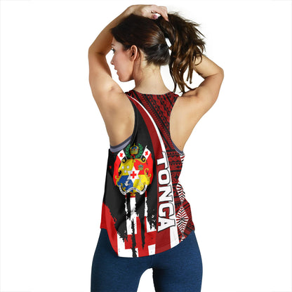 Tonga Women Racerback Tank - Coat Of Arms Tapa Tonga Patterns