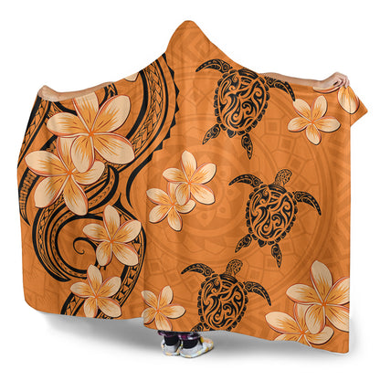 Hawaii Hooded Blanket Tribal Tattoo Polynesia Plumeria Flower