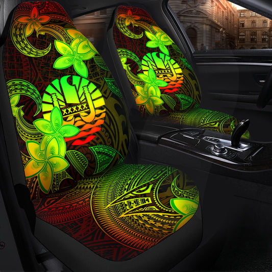 Tahiti Car Seat Covers Plumeria Flowers Vintage Style Reggae Colors