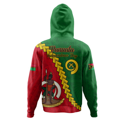 Vanuatu Hoodie Tribal Coat Of Arms With Flag Independence Day