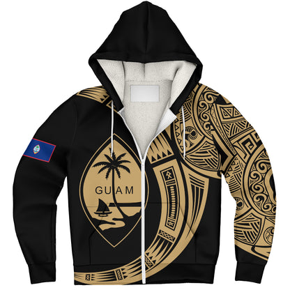 Guam Sherpa Hoodie Polynesia Tribal Spirits Of Guam Seal