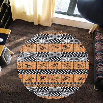 Tonga Round Rug Tapa Pattern