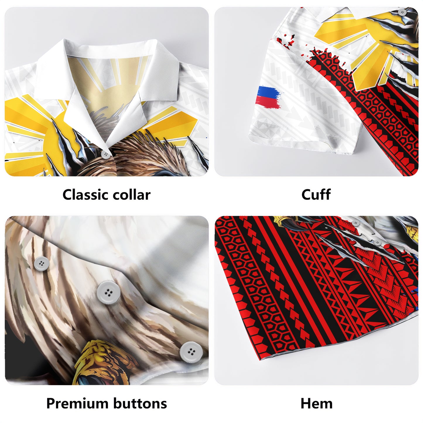 Philippines Filipinos Hawaiian Shirt Eagle Claws Scratching Grunge Style