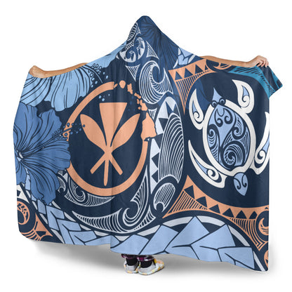 Hawaii Hooded Blanket Kanaka Maoli Tribal Pattern