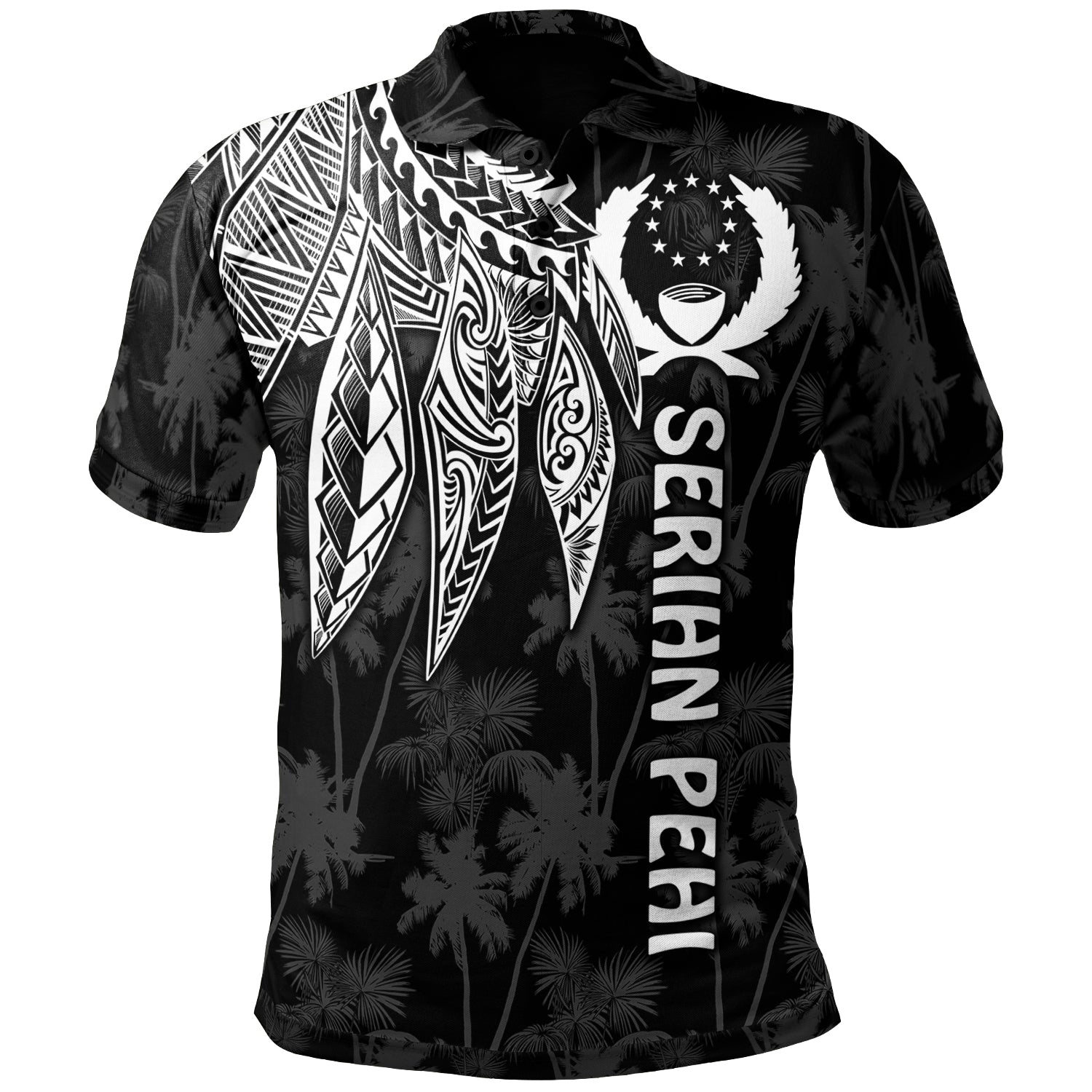 Pohnpei Polo Shirt - Polynesian Wings WHITE