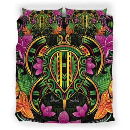 Polynesian Bedding Set - Hawaiian Turtle Colorful