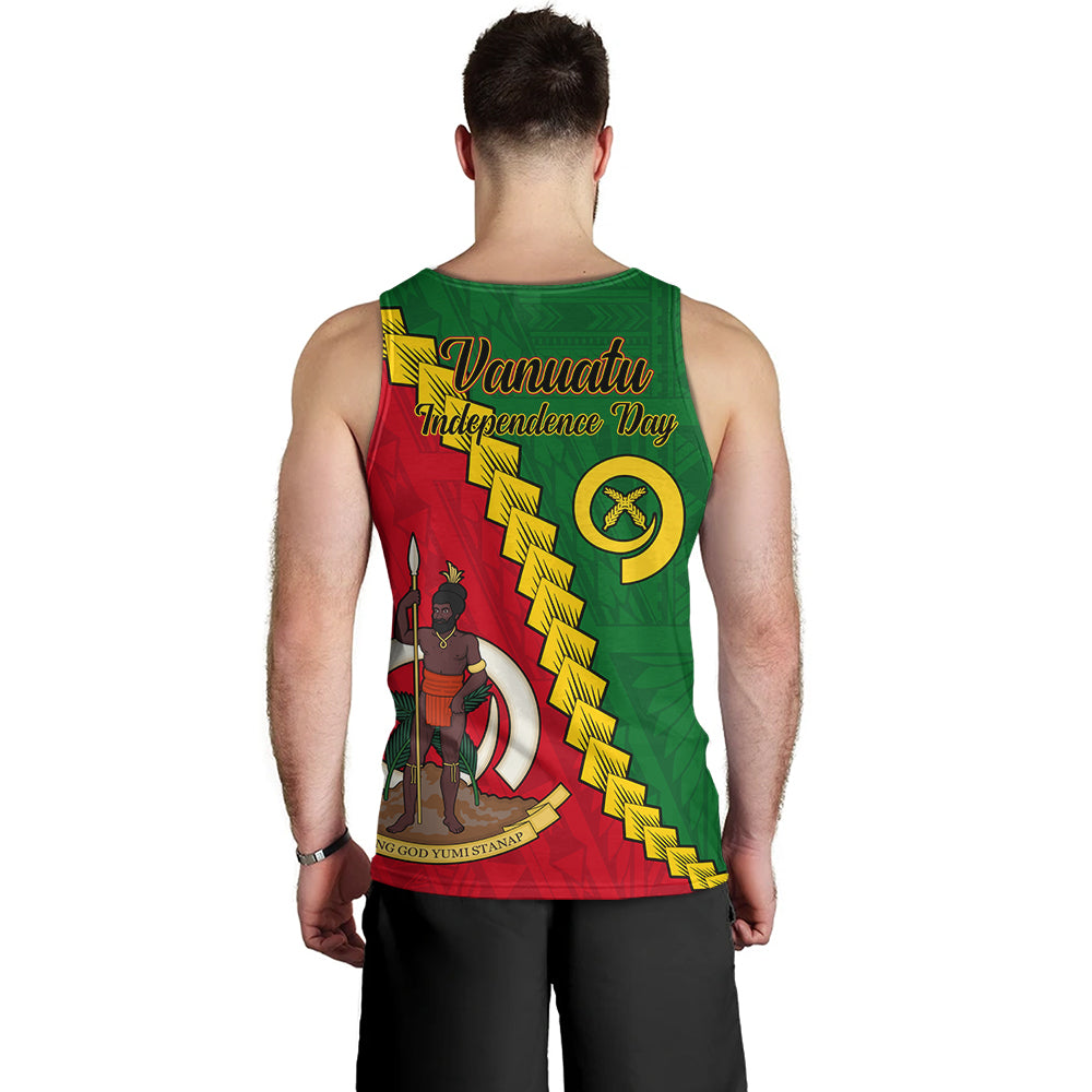 Vanuatu Tank Top Tribal Coat Of Arms With Flag Independence Day