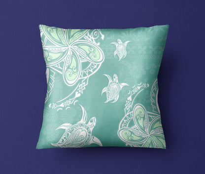 Hawaii Pillow Cover Polynesian Pattern Plumeria Turtles