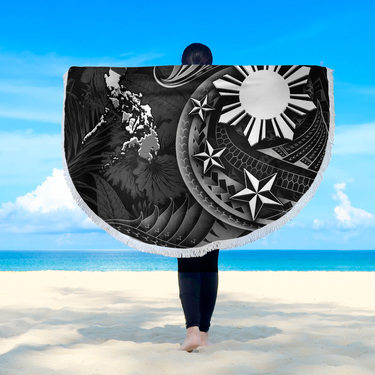 Philippines Filipinos Beach Blanket Philippines Sun Tribal Patterns Tropical Flowers Curve Style