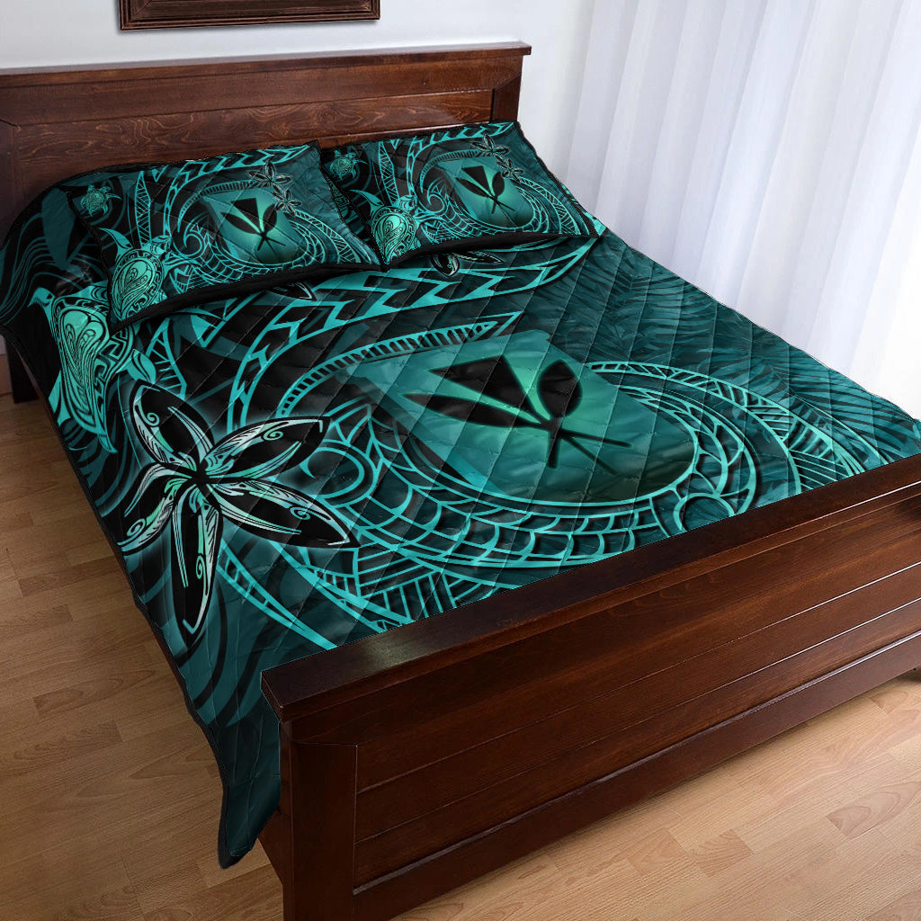 Hawaii Quilt Bed Set Kanaka Maoli Tropical Leaves Polynesian Pattern