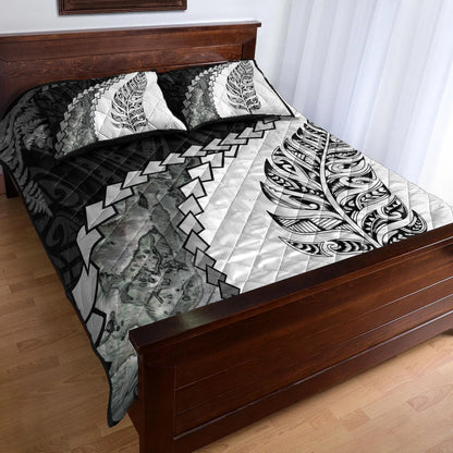New Zealand Quilt Bed Set Silver Fern Maori Pattern