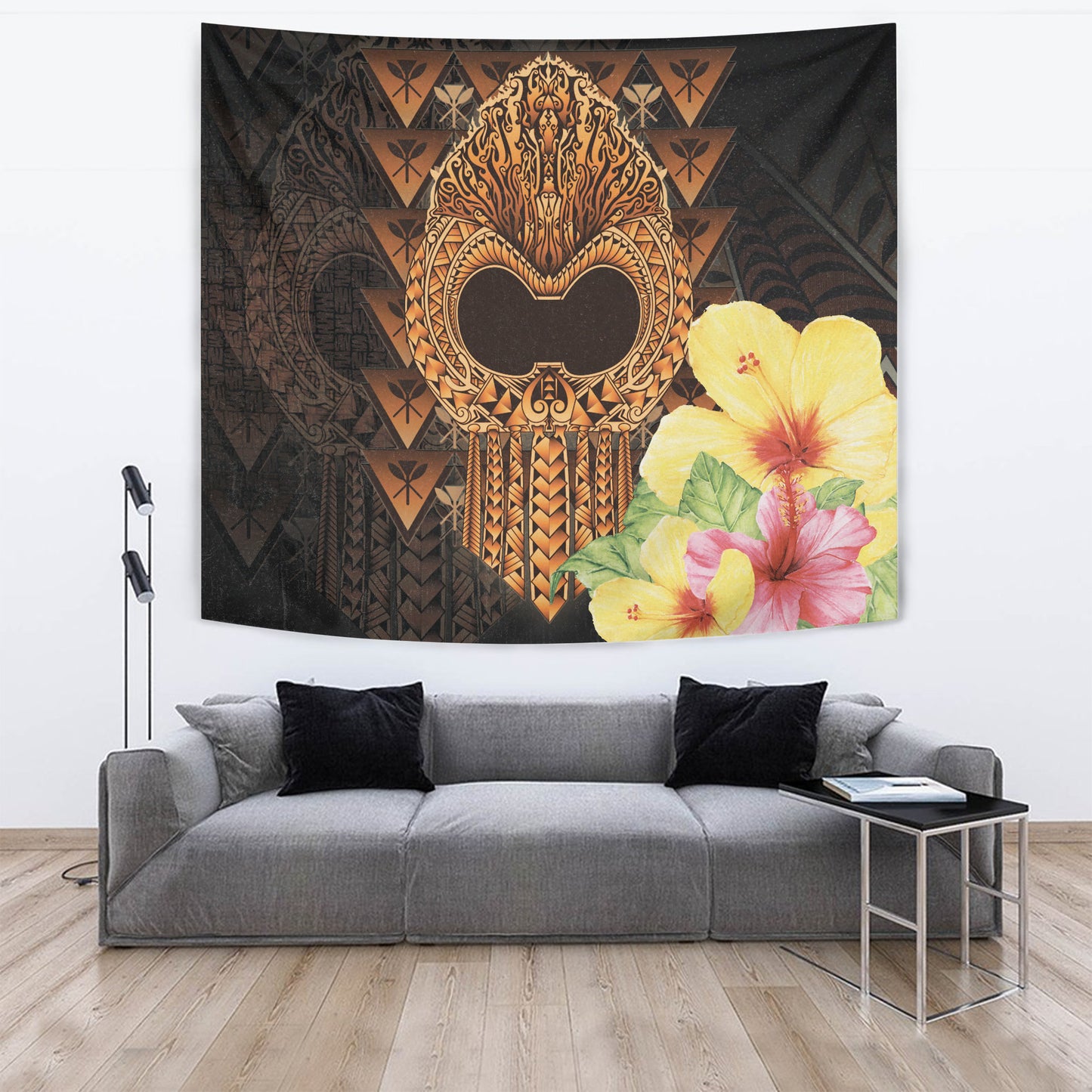 Hawaii Tapestry Ikaika Hawaiian With Hibiscus Flowers Retro Style