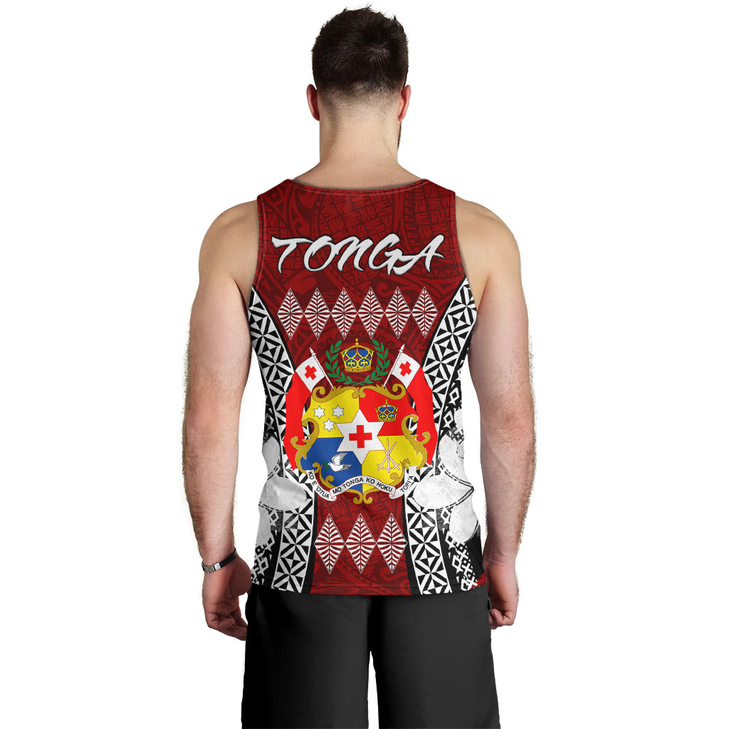 Tonga Men Tank Top - Pattern Inspired By Tonga And Polynesian With Coat Of Arms