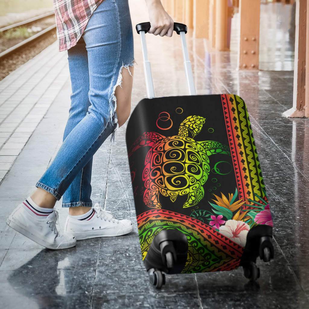 Hawaii Luggage Cover Turtle Polynesian Pattern Reggae Color